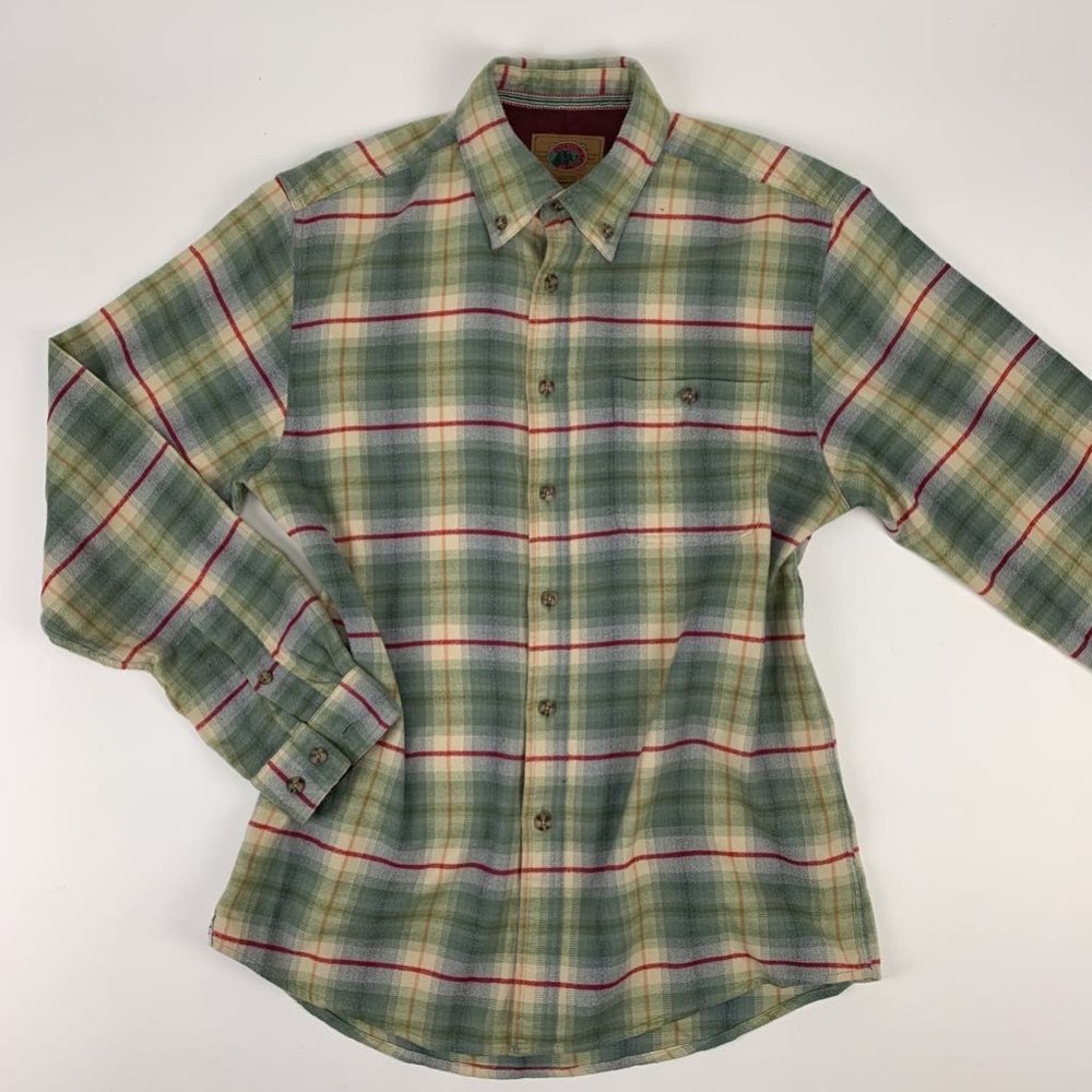 Boston Traders Mens Oxford Green Flannel Shirt Top